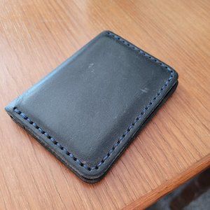 Popov Leather 5 Card Black Nantucket Full Grain Horween Leather Wallet Handmade